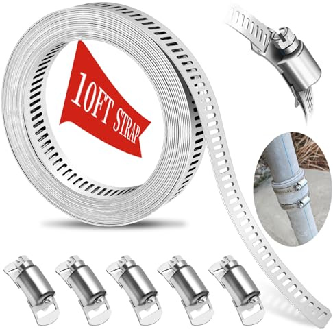 Colliers de serrage en métal de 3 m + 5 fixations à découper en acier inoxydable 304 réglables à grande bande à vis sans fin pour plomberie, automobile, jardin, tuyau WSWECCL