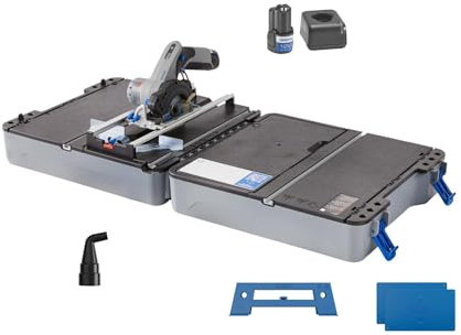 Dremel Blueprint 12V Saw Station Portatile Brushless con Sega Compatta Senza Fili, 1 Mobile Mallet, 2.0 Ah Batteria+Caricabatterie, 1 Lama per sega multimateriale, 1 Guida di taglio, 2 Morsetti