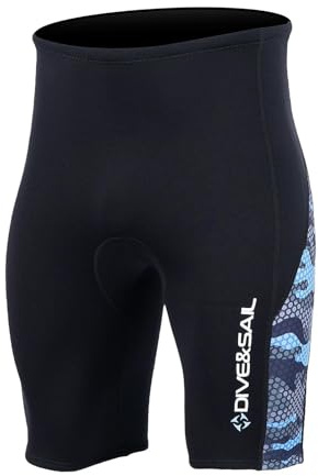 Lynqeeh Herr våtdräktsbyxor neoprenshorts 2 mm termiska simleggings med justerbar dragsko i midjan för surfing, dykning och kajakpaddling (XL)