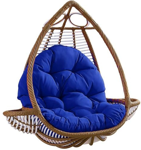 Coussin de Chaise Suspendue, Coussin De Chaise À Panier Suspendu Épais Imperméable Panier de Balançoire Coussin À Bascule Coussin de Chaise de Jardin Rechange pour Patio Extérieur,Royal blue,120×80cm