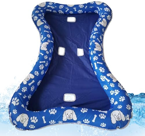 Dog Float - Gloat de piscina para perros hinchables | 146 x 95 cm Float Piscina hinchable | Piscina de juguete agua, alfombrilla para agua con diseño inflable para la bañera de baño para L