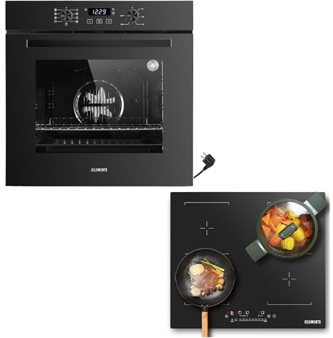 KB ELEMENTS Kit de cuisinière autonome | Four encastrable de 60 cm | Plaque à induction de 59 cm | Plaque à induction résistante aux rayures (anti-rayures) | Barbecue | Air chaud | Aqua Clean | 9