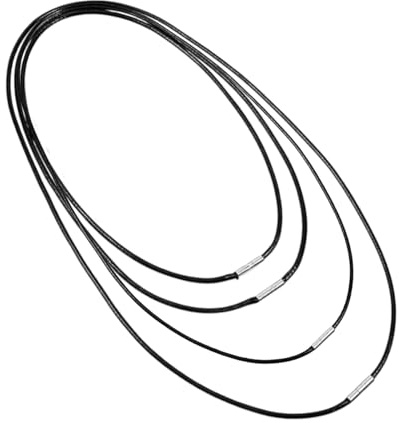 CJMUQHEHH 4 PCS Colliers en Cuir Noir avec Fermoir en Acier Inoxydable – Noir Cordon Cuir, Collier Cordon Cuirs pour Homme et Femme, Cuirs Cordons Colliers Tressé, Rope Chain Necklace Élégante