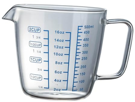 LABRIMP Bicchiere Misuratore Vetro Resistente al Calore con Scala Trasparente per Latte e Contenitore Graduato Liquidi per Cucina e Casa