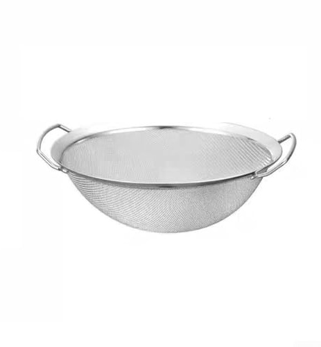 Colador de malla fina de acero inoxidable resistente con asas para colar y tamizar (28 cm)