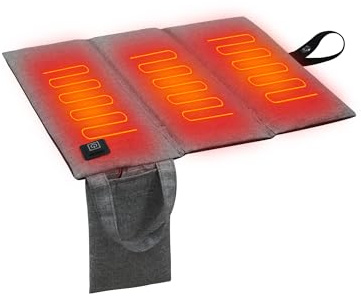 Beheiztes Sitzkissen, Tragbares Beheiztes Stadion Sitzkissen, 3 Heizstufen Heating Pad, USB Wiederaufladbar Heizkissen Faltbar für Büro Tribüne Stadion Camping Angeln