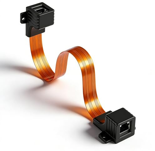 CERRXIAN RJ45 Flat Ethernet Jumper Cable,Cat5 Female to Female Ultra-Slim Ribbon Ethernet Short Cable,8P8S Flat Network Ethernet Cable