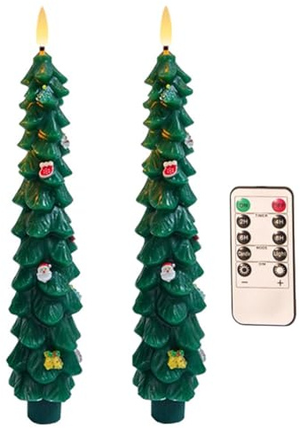 Fegtrtyoa Bougies LED sans Flamme pour Sapin de Noël (Lot de 2), Fonctionnant sur Piles, en Cire pour la Décoration Intérieure