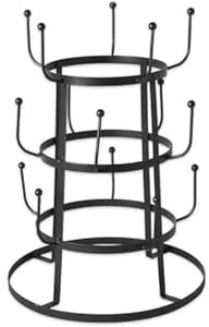 Soporte Portatazas de Metal Negro con 3 Niveles y 15 Ganchos Ø23×32,5 cm | Ideal para organizar y colgar tazas, optimizando el espacio en la cocina o la zona de café XZ-23184