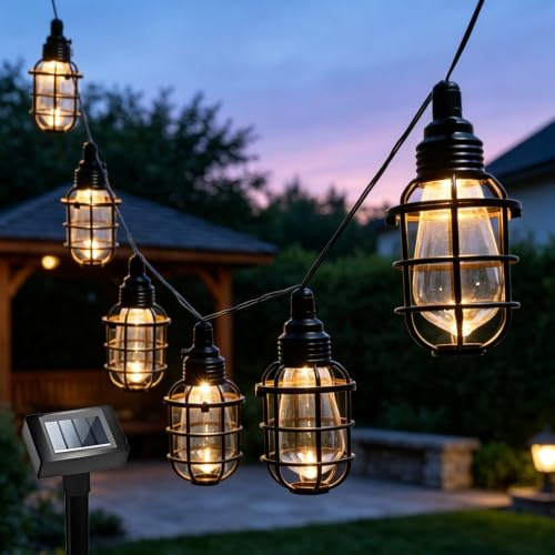 WRQIOO Solar Bulb Lights Outdoor Garden, Hanging Solar Lights | 10 Solar String Lights Outdoor Garden,Waterproof,Hanging Solar Lanterns for Patio Lawn Yard Fence