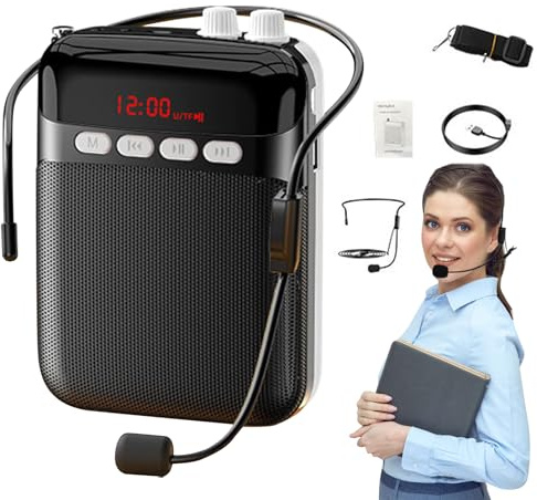 Amplificatore vocale portatile: dispositivo di amplificazione wireless compatto con uscita audio chiara, tracolla regolabile | Insegnamento ideale, formazione, guida turistica, parlare in pubblico, le