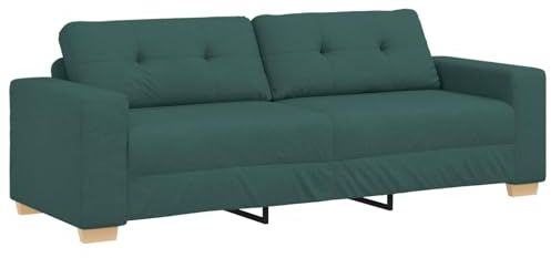 Kaloriko 3-Sitzer-Sofa Dunkelgrün aus Stoff 220 cm breit mit stabilem Rahmen und weichen Kissen, modernes Dreisitzer Sofa für Wohnzimmer, Büro und Lounge