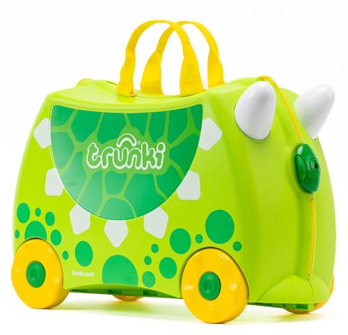 Trunki Handgepäck Und Kinderkoffer zum Draufsitzen | Kinder Risen Geschenk für Mädchen Und Jungen | Trolley Dudley Dinosaurier (Grün)