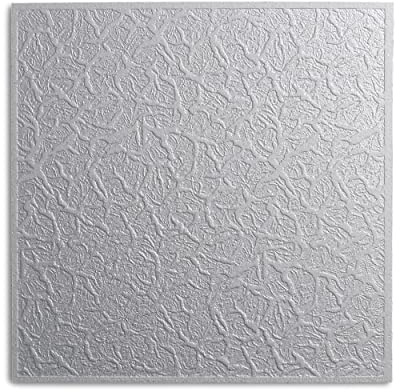 DECOSA Dalle de plafond Genova - polystyrène - blanc - effet crépi - 50 x 50 cm - 8 sachets (=16 m2)