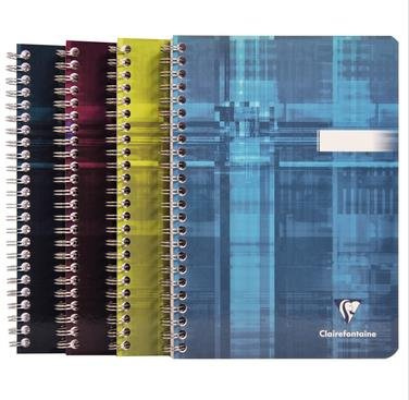 Spiralbuch mit Doppelspirale Clairefontaine, DIN A5 14,8x21cm, 50 Blatt, 90g, blanko Sortiert 8540C