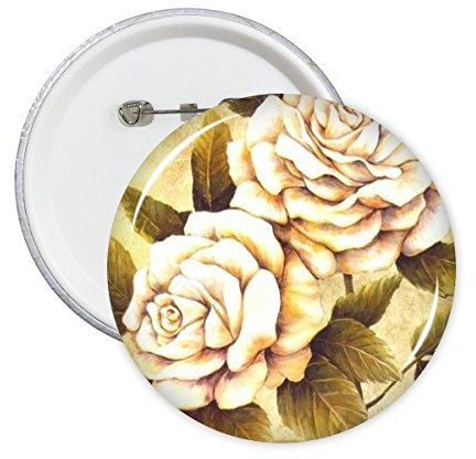 DIYthinker Fleurs Réalisme Huile écoles de peinture Impression Bouton Badge Broches rondes Vêtements Décoration cadeau 5pcs L Rose