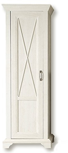 FORTE KASHMIR Schrank 70 75, Kleiderschrank schmal, Garderobenschrank, Landhausstil, 1-türig mit Einlegeboden und Kleiderstange, Holzdekor hell: Pinie weiß, 73 cm breit x 211 cm hoch x 46 cm tief