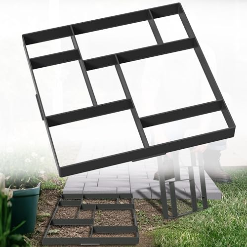 HENGMEI DIY Betonform Gehweg Form Gehwegen Schalungsform Gießform Pflasterform Schablone Terrassenformen Fliesenformen für Beton, Pflastersteine, Terrassenplatten (2 Stücke, Quadrat-01)