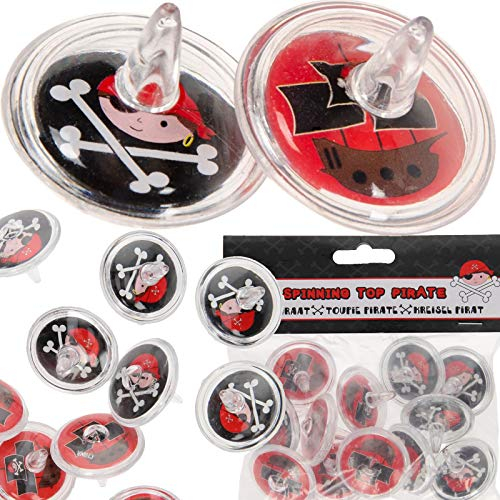 Carpeta 12 x Piraten Kreisel in Zwei Designs┃ Spiel und Mitgebsel für Kindergeburtstag ┃ für Kinder ab 3 Jahren ┃ Kinderpiraten lieben Diese Spinner