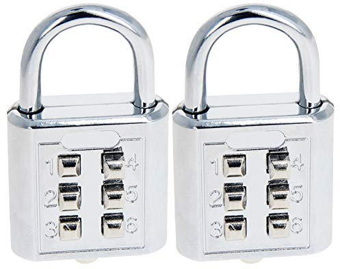 MroMax 2 x 6-stelliges Zahlenschloss mit Druckknopfverschluss für Schließfachschrank, silberfarben
