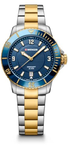 WENGER Herren Sportuhr Seaforce Small, Wasserdicht 200 m/20 ATM, Ø 35 mm, Analog-Quartz, Edelstahl, Swiss Made