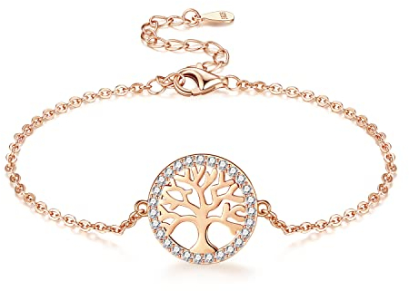 Jrêveinfini Arbre de Vie Bracelet Femme Enfant Fille Maman Argent 925, Personnalisé Bracelet Or Rose Bijoux Porte Bonheur Mere Fille Femme, Bracelet Amitié Cadeau Fete des Meres Anniversaire Femme