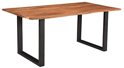SAM Esstisch Insa 130x75 cm Akazie Natur Baumkante U-Gestell schwarz | Baumkantentisch massiv, Akazienholz naturfarben, Esszimmertisch