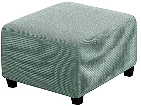 Stretch Ottomane Bezug Ottomane Schonbezug Sofabezug Hocker Protector Aufbewahrung Ottomane Bezüge Möbel Protector Soft Quadratisch Schonbezug (Grau Grün)