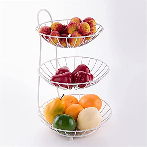 ZJYWMM Fruit Baskets Made of Metal with 3 Storey for Fruits & Vegetables - Fashion Modern Fruit Bowl Iron Wire Fruit Stand - Fruit Etagere Vegetable Shelf for Storing and Organizing Fruit