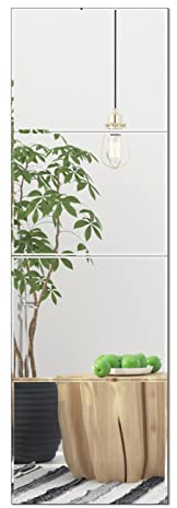 PETAFLOP Full Length Mirror Tiles, 4PCS 27x35 cm Frameless Glass Wall Mirrors for Home Gym Bedroom Living Room Dorm