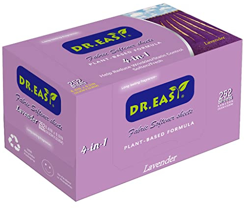 DR.EASY Trocknertücher Lavendel Pflanzliche Formel 252 Ct Weichspüler Blätter für Wäsche Lavendel Ätherisches Öl duftend Keine künstlichen Düfte