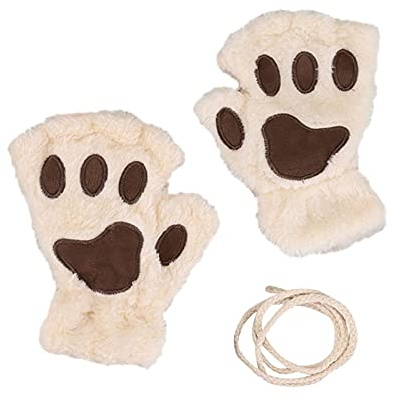 Gants pour Chat - Gants pour Pattes sans Doigts - Gants pour Chats en Peluche - Gants pour Gants sans Doigts avec Patte Chat pour Enfants et Femmes