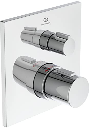 Ideal Standard A6956AA Ceratherm C100 Wannenthermostat Badethermostat Unterputz, Wannenarmatur mit Temperatursperre bei 40° C, Thermostat für die Badewanne, Chrom