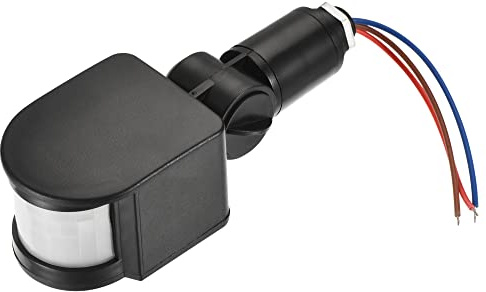 sourcing map Motion Sensor AC110-240V Infrared PIR Detector Switch Wall Mount for Floor Light Black