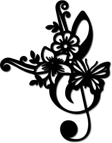 CREATCABIN Musiknoten-Metall-Wandkunst Blumen-Wanddekoration Schwarze Wandschilder Hängende Skulptur Für Zuhause Schlafzimmer Küche Garten Einweihungsgeschenk Weihnachten Halloween Feiertag