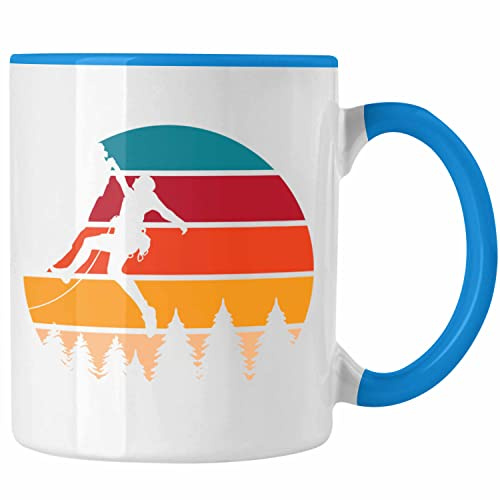 Trendation - Klettern Tasse Geschenk Outdoor Klettern Geschenkidee für Kletterer Grafik (Blau)