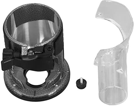 Adjustable Aluminum Alloy Plunge Router Base with Dust Collection Compatible with Wood Trimming Tools for Woodworking, Black and Transparent