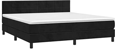 vidaXL Boxspringbett mit Matratze & LED Schwarz 180x200 cm Samt