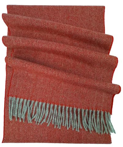 Rotfuchs Kaschmirschal Winterschal Herrenschal Warm & Weich Fischgrat orange 30 x 185 cm Made in Germany