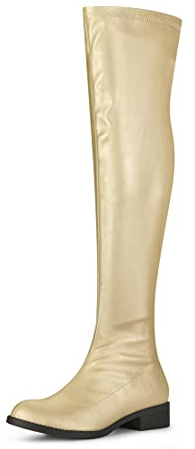 Allegra K Women's Thigh High Boots Low Block Heel Fashion Over the Knee High Boots