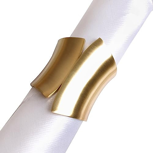 Serviettenringe Napkin Ring 1-6 Stück, Klassischer Und Einfacher Bogen-Design-Handtuchring, Serviettenring-Set Aus Edelstahl Im Modellraum (Color : Gold, S : 6.5cm*6)