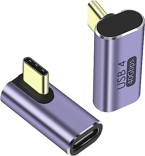 PremiumCord Adattatore USB 4, USB-C Maschio Su Femmina 90° M/F, Ultraveloce 40 Gbit/s, Connessione Type-C, Alluminio, Colore Grigio Siderale