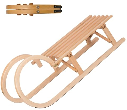 COLINT VTSport Faltschlitten Hörnerschlitten 110 cm TÜV/GS geprüft Klappschlitten Hörner faltbar Schlitten Rodel Holzschlitten Holz HKS