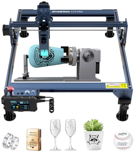 ATOMSTACK A10 PRO 10W Laser Graviermaschine Laserschnitt CNC Laser Schnitt 50W, Laserfokus 0,08 mm Mit R1 Rotray Roller Multifunktionsrolle