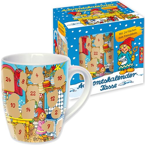 Adventskalender * SÜSSE WEIHNACHTSZEIT * als Tasse mit 24 Flächen zum Freirubbeln | Version für 2023/2024 | Geschenk Advent Weihnachten Kalender Überraschung