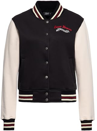 Queen Kerosin Damen College Jacke Sweatjacke Baseball Jacke Regular Fit We Can Do It Woman Rockabella 50S Rockabilly Vintage Rock'n' Roll Retro STYL We Can Do It