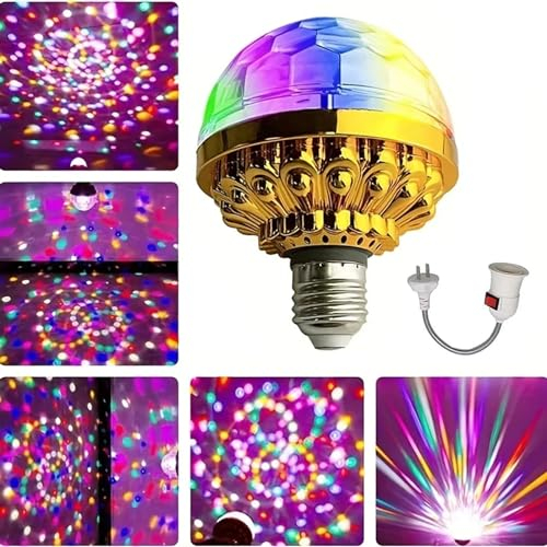 LED Bunte rotierende Glühlampen, 360° Rotierende Discokugel Licht, LED Discolampe mit 6 Farben, RGB Partylicht Disco Licht mit Stecker, Bühnenlichter für Party, Disco, Bar