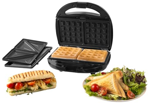 Kitchen Essentials Kitchen Utensil 3 in 1 Grill Waffle Machine Sandwich & Panini Maker (Colour: Black, Material: Aluminium)