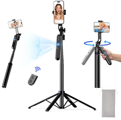 NEMOVA 68'' Auto Face Tracking Tripod for iPhone, 360° Rotation Phone Tripod with Wireless Remote and Phone Holder, Selfie Stick for Android, Applied to YouTube, Tiktok, Facetime