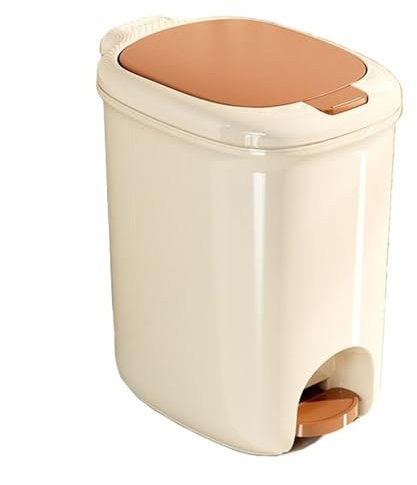 Poubelle Poubelle de salle de bain avec couvercle, poubelle en plastique fine de 8/12/15/20 litres avec pédale, corbeille étroite for toilettes, bureau, chambre à coucher Poubelle intérieure(Bruin,12L